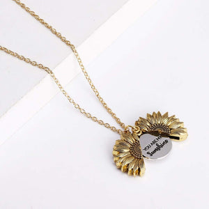You are My Sunshine Necklace Sunflower Open Locket 14K Gold Plated Necklace Pendant Gifts for Women Girls